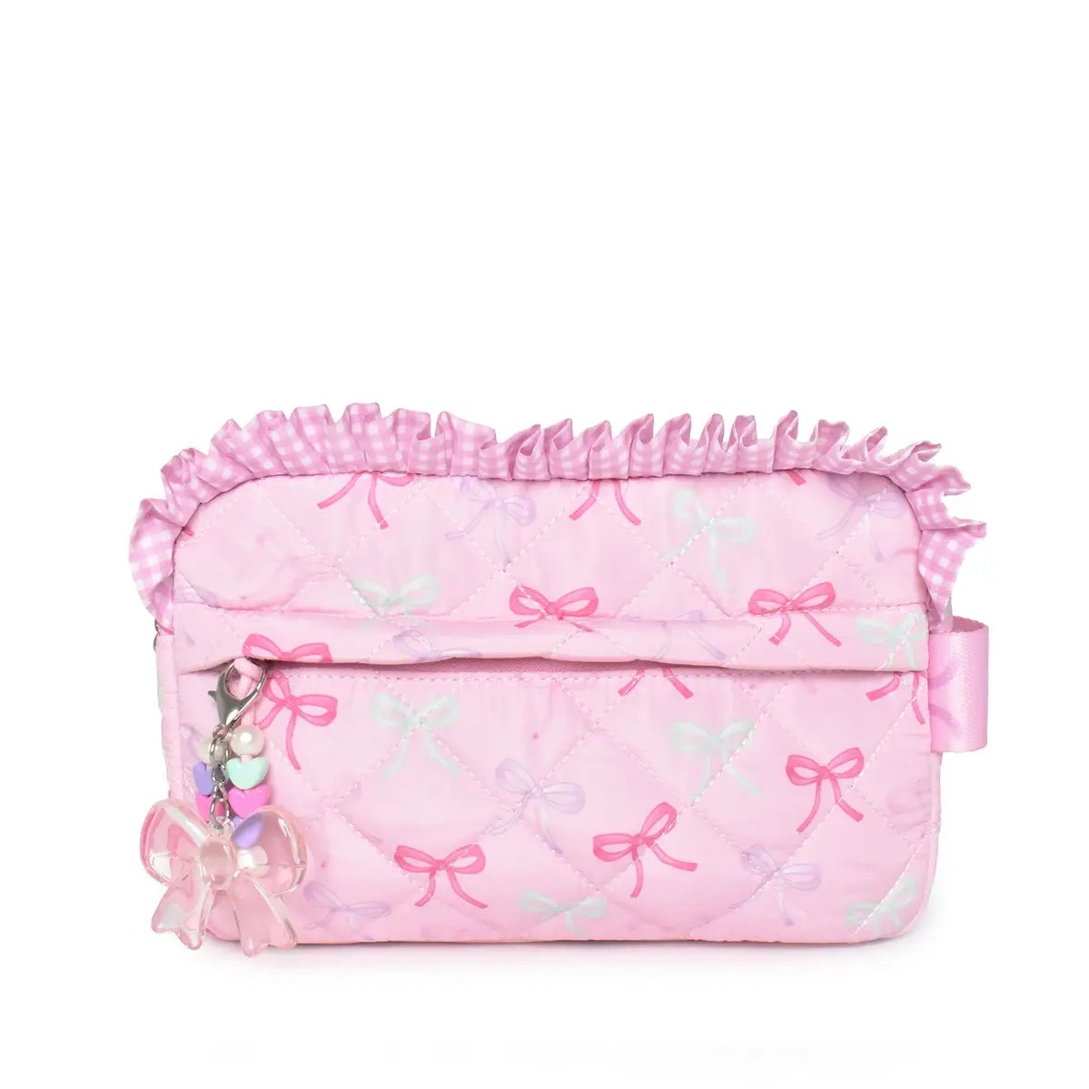 Pink Bows Ruffled Pouch