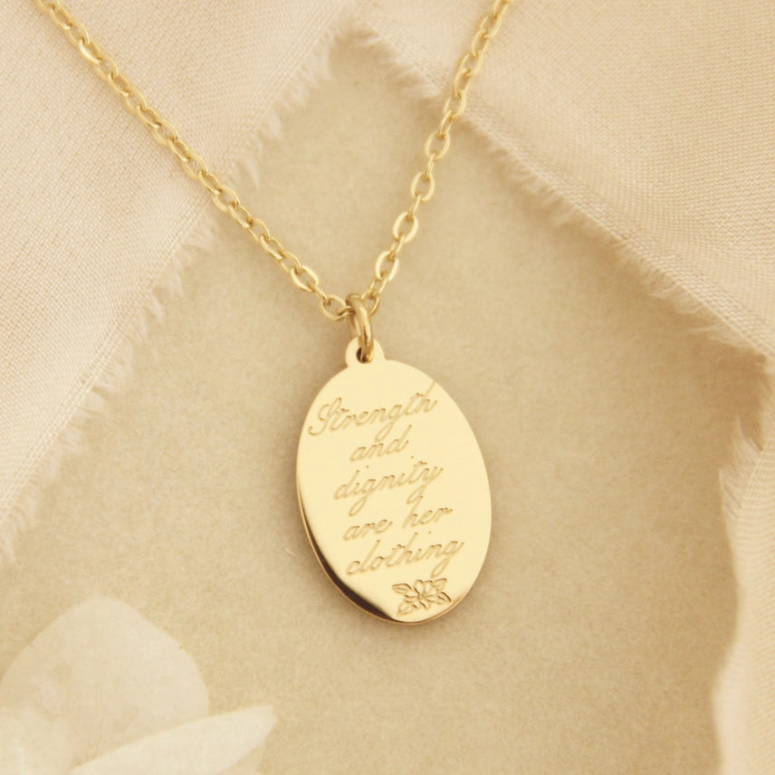 Strength + Dignity Necklace, Proverbs 31:25