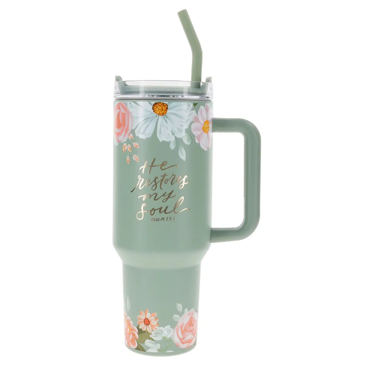 Psalm 23:3 Straw Tumbler