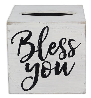 Bless You Wood Tissue Box