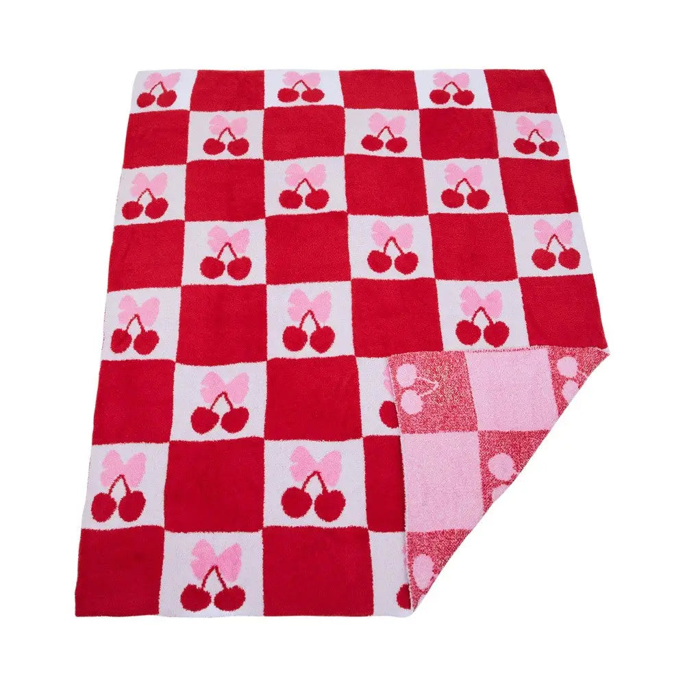 Checkered Cherries Cozy Blanket
