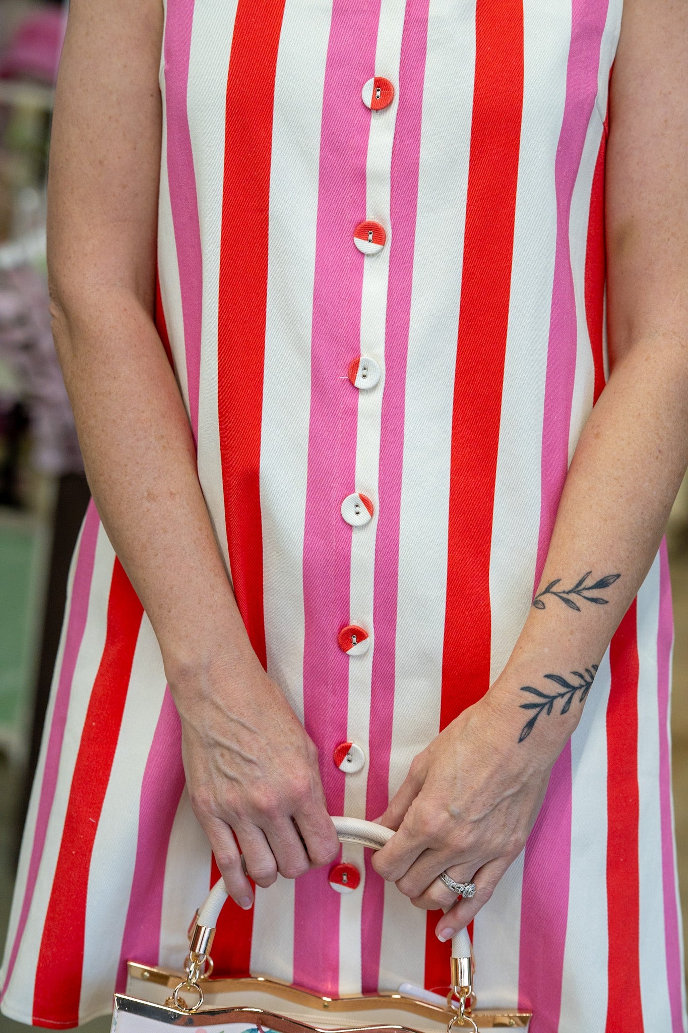 Cynthia Striped Button Dress