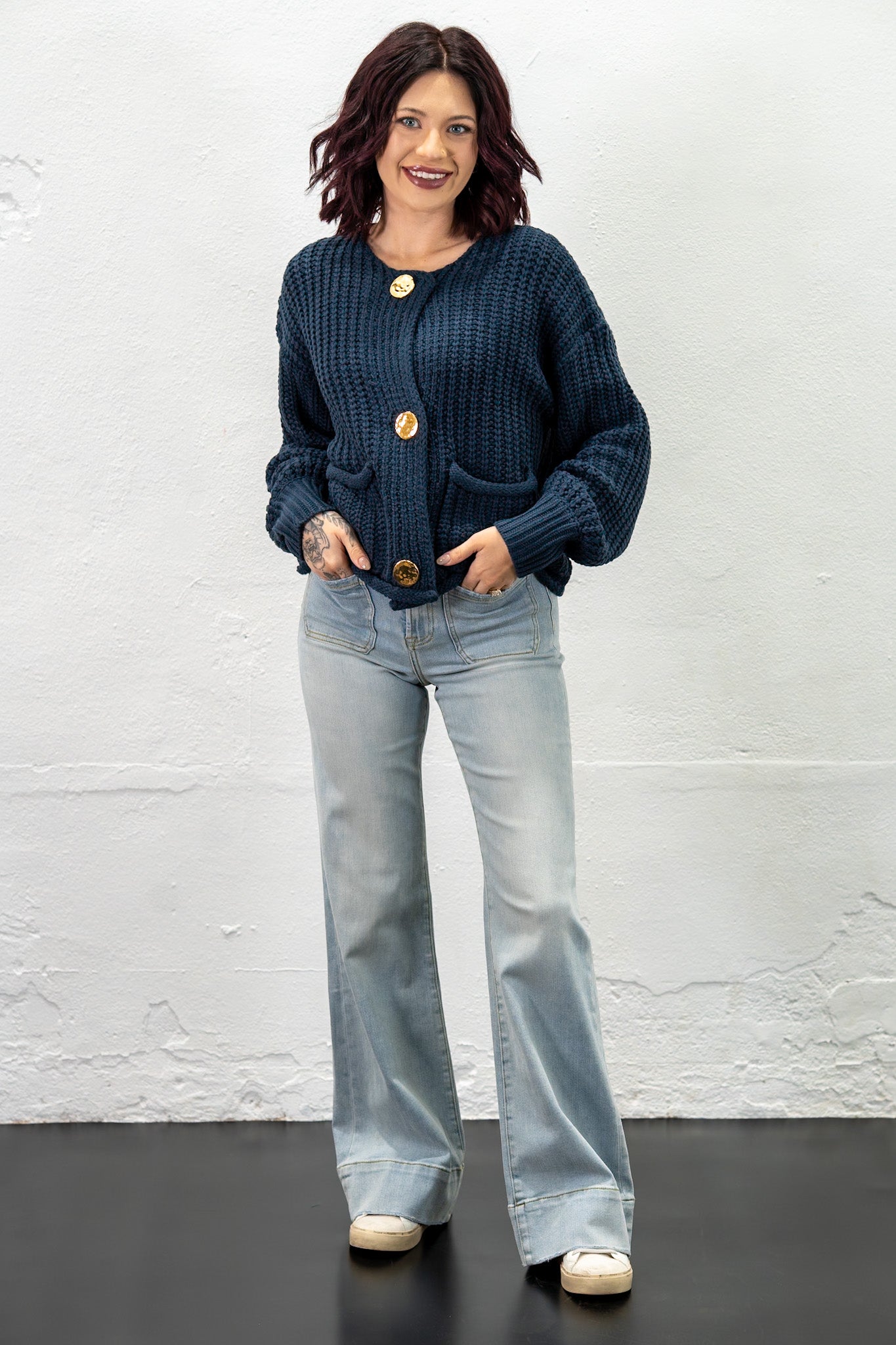 By The Fireside Navy Cardigan