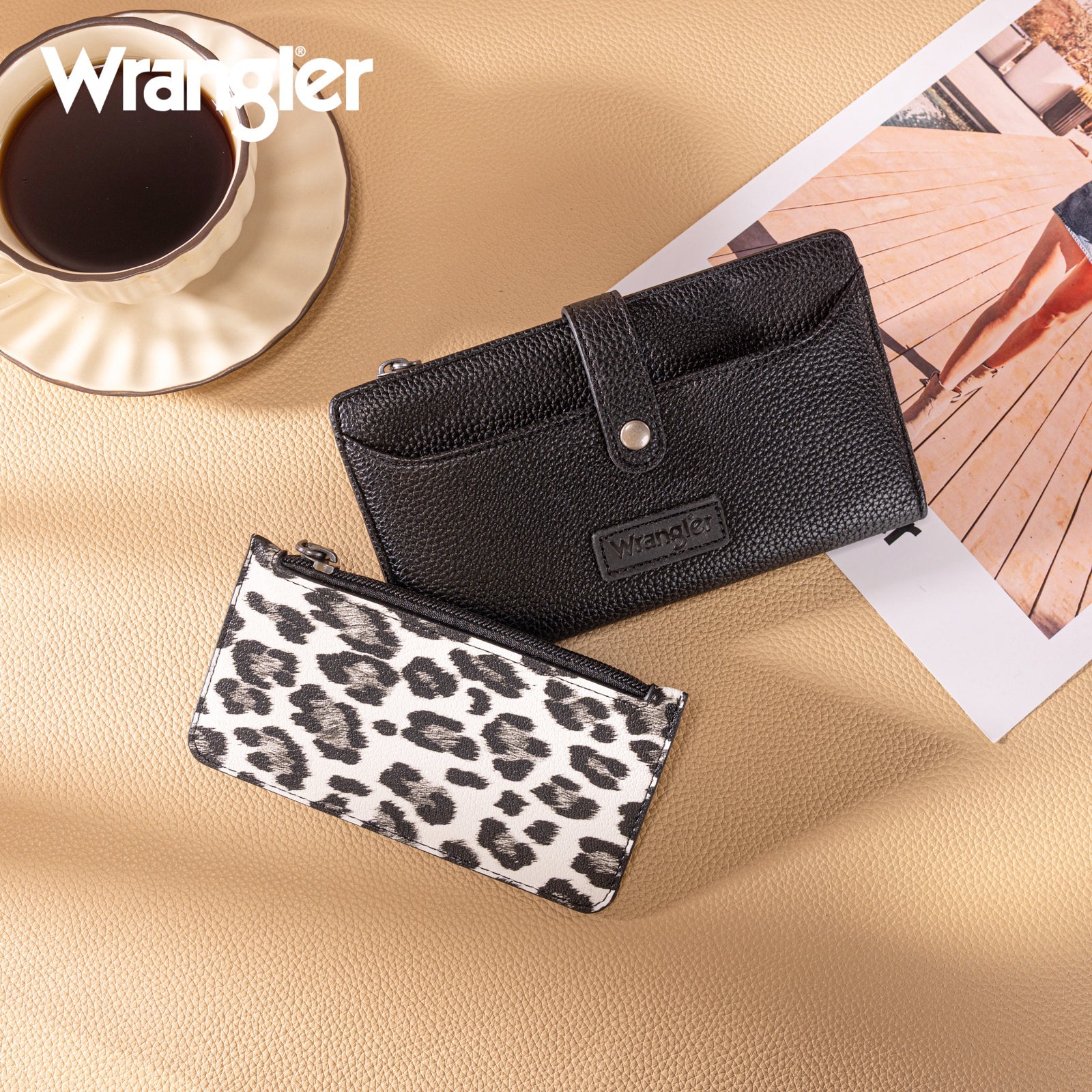 Wrangler Black Leopard RFID Wallet