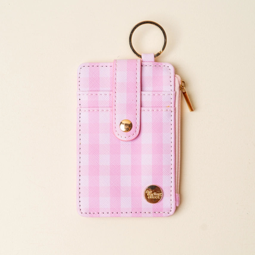 Gingham Pink Keychain Wallet