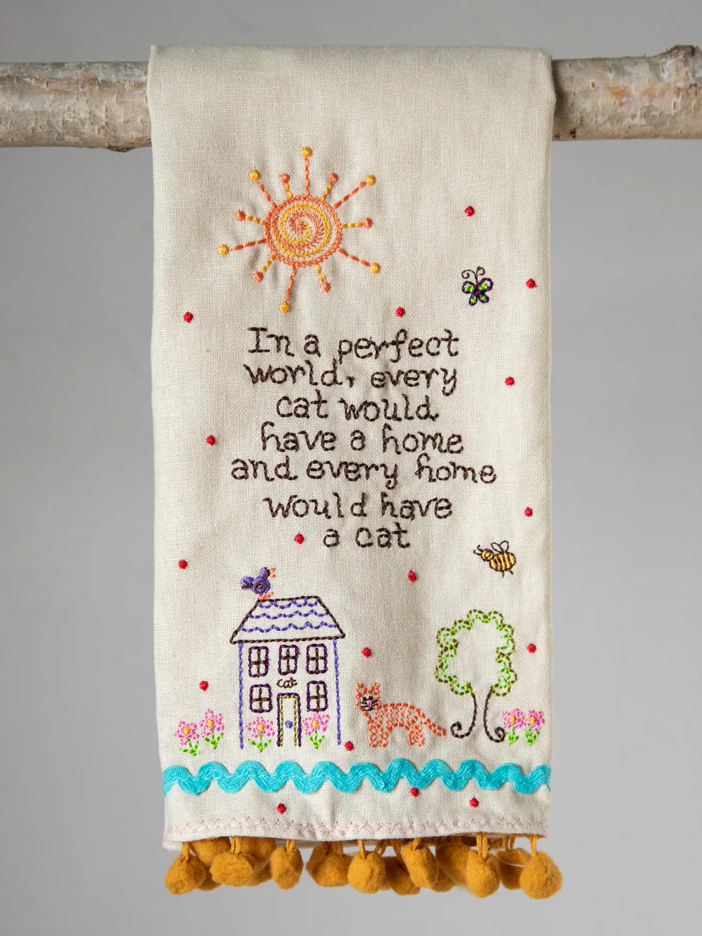 Cat Embroidered Towel
