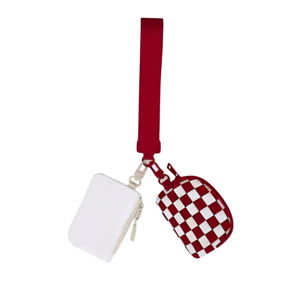 Maroon Checkered Dual Wristlet