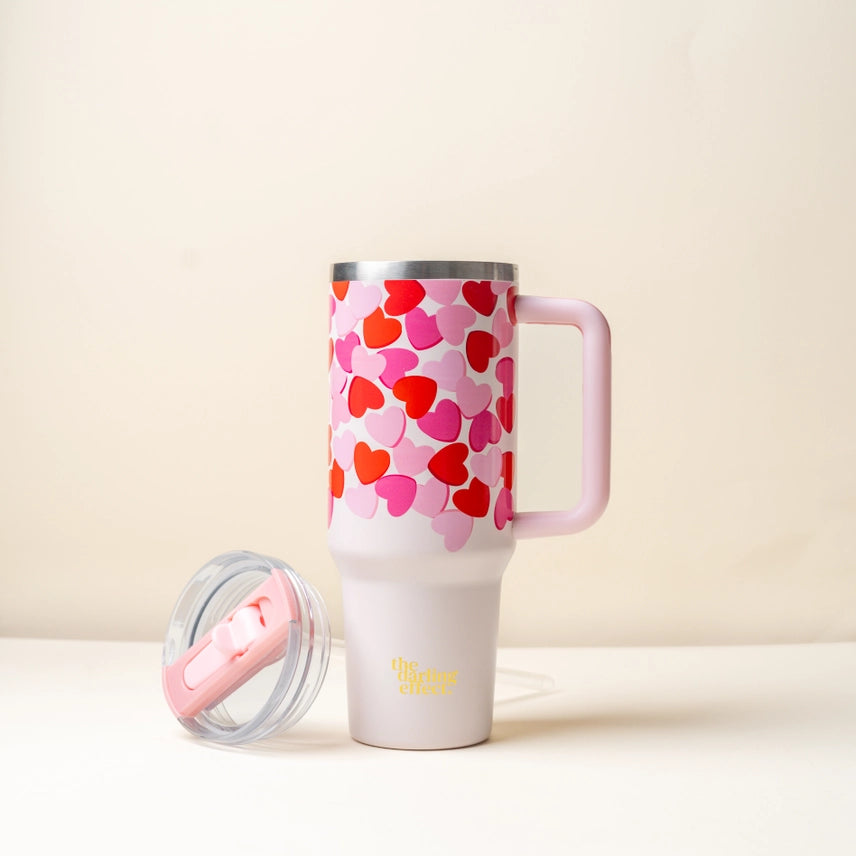 Blushing Hearts 40 oz Flip Straw Tumbler