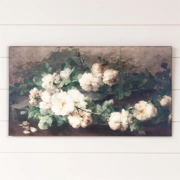 Metal White Floral Painting