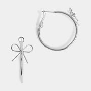 Silver Bow Hoops