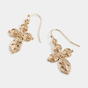 Gold Floral Cross Earrings