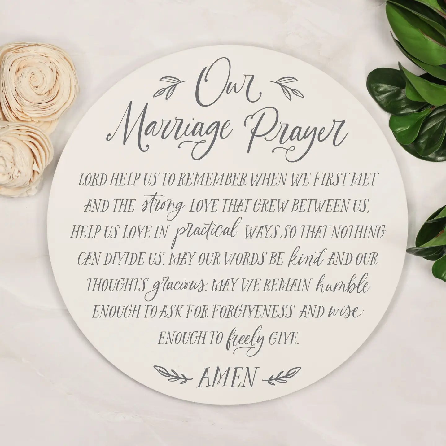 Our Marriage Prayer Round Sign