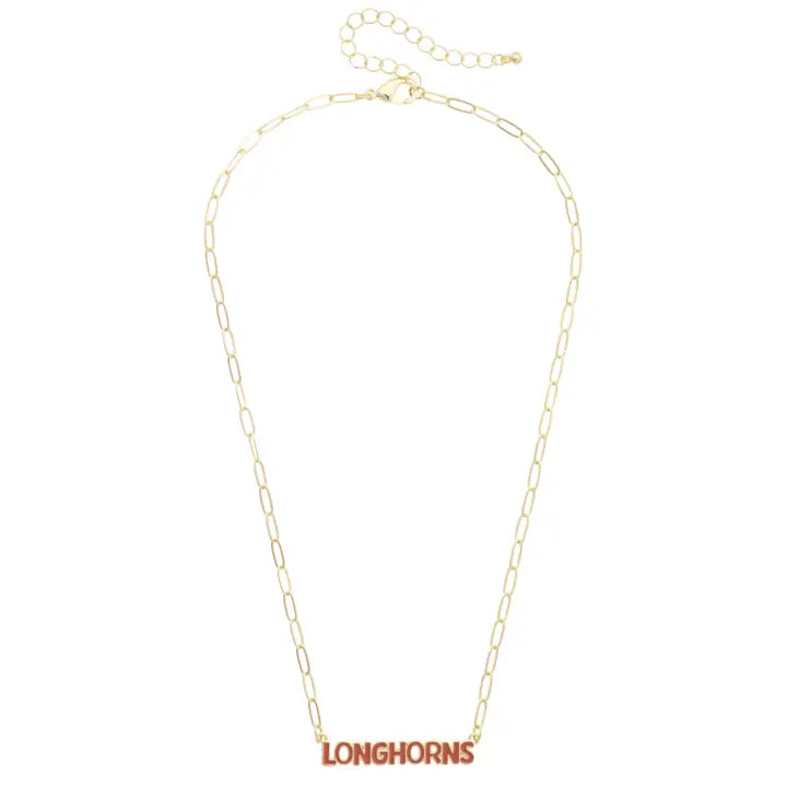 Longhorns Puffy Nameplate Necklace