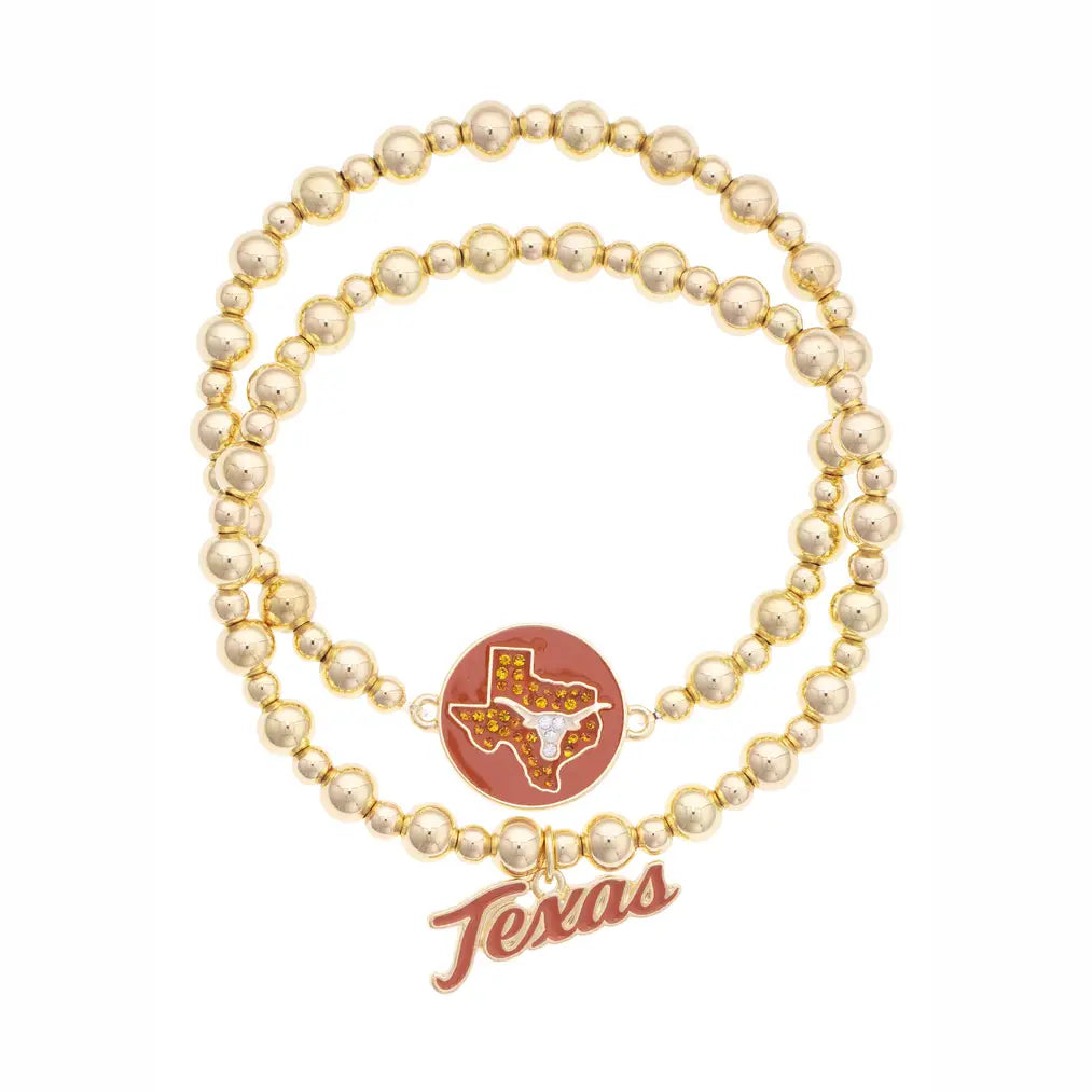 Longhorns 2pc Ball Bead Bracelet
