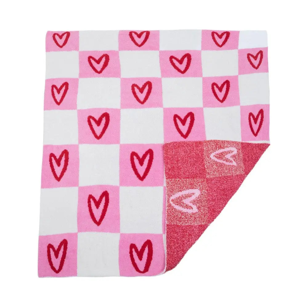 Checkered Hearts Cozy Blanket