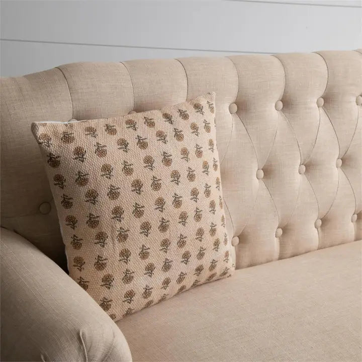 Antique Floral Print Throw Pillow