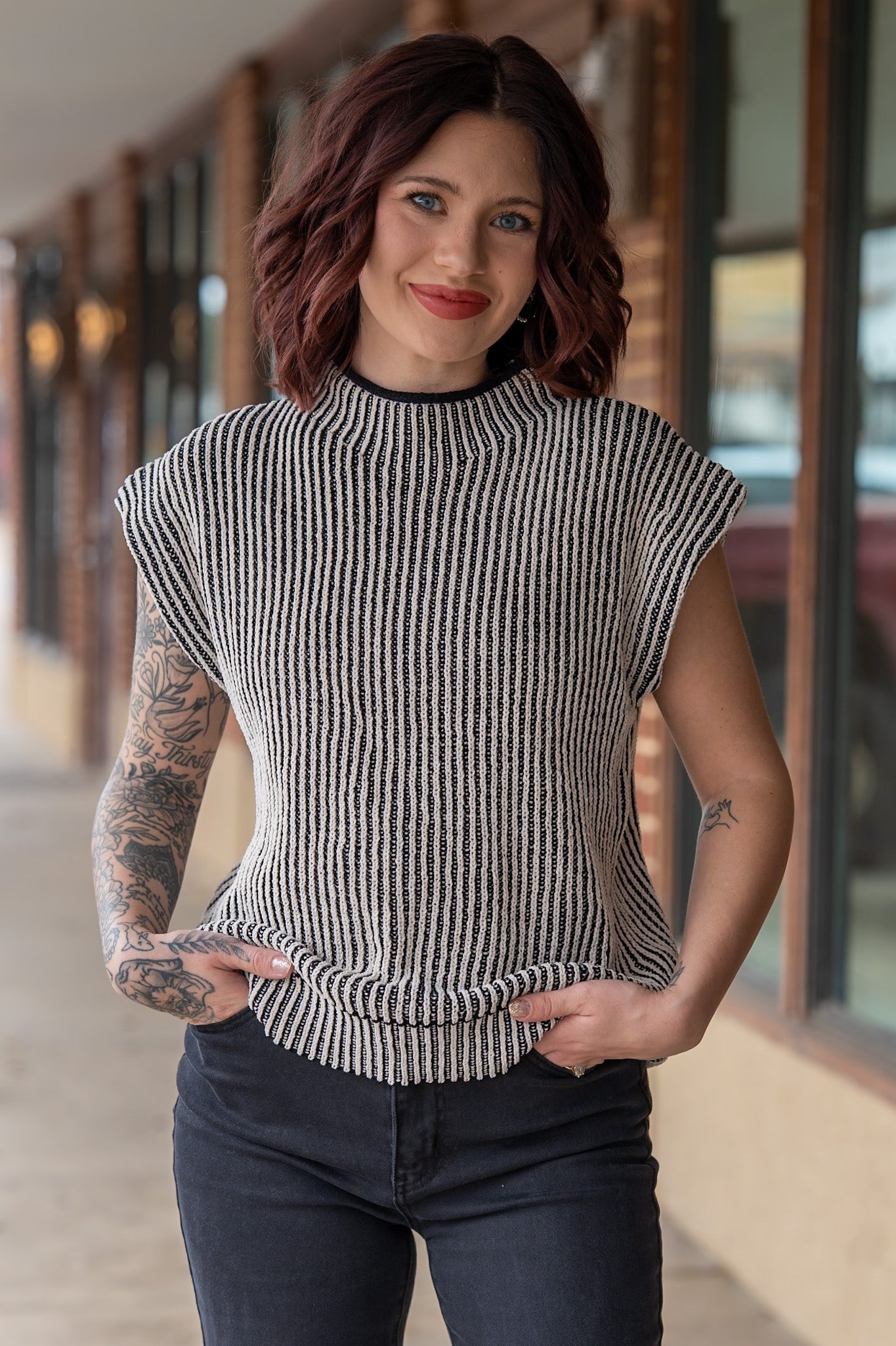 Rachel Black Knit Vest Top