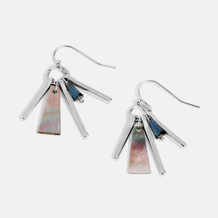 Silver Abalone Dangle Earrings