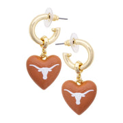 Longhorns Heart Drop Earrings