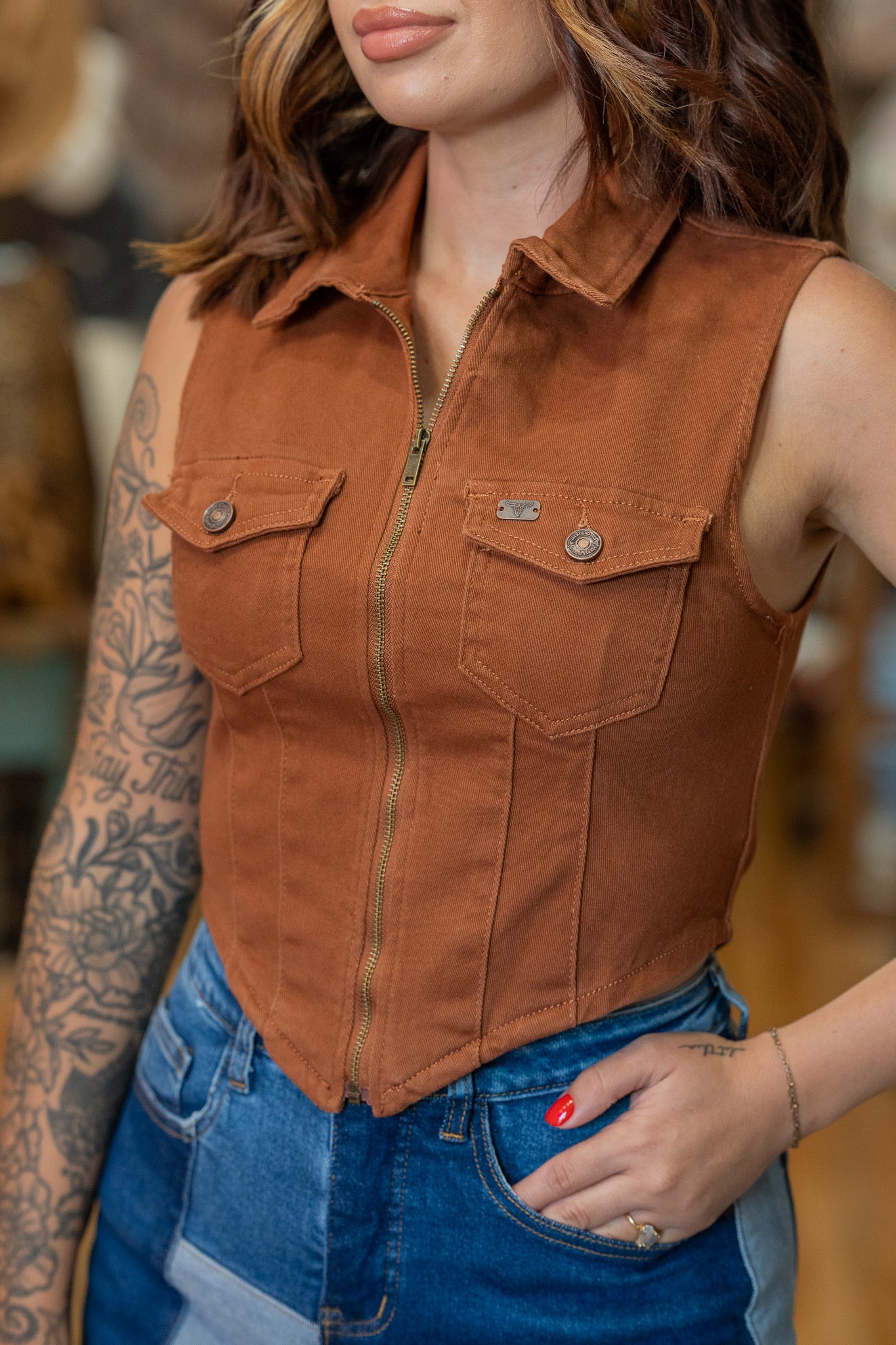 Krystle Zipper Vest Top
