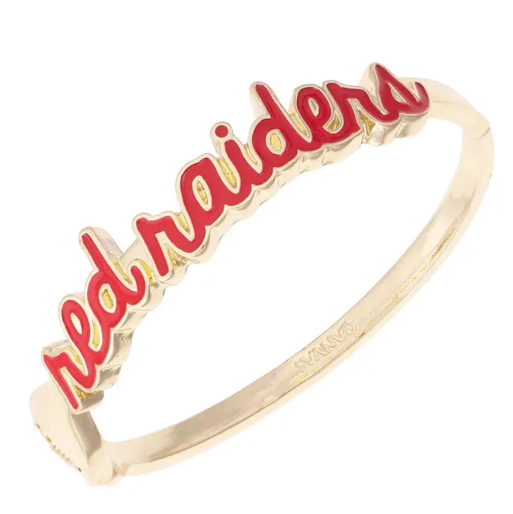 Red Raiders Cursive Enamel Hinge Bangle
