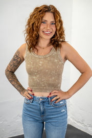 Britt Camel Ribbed Crop Top