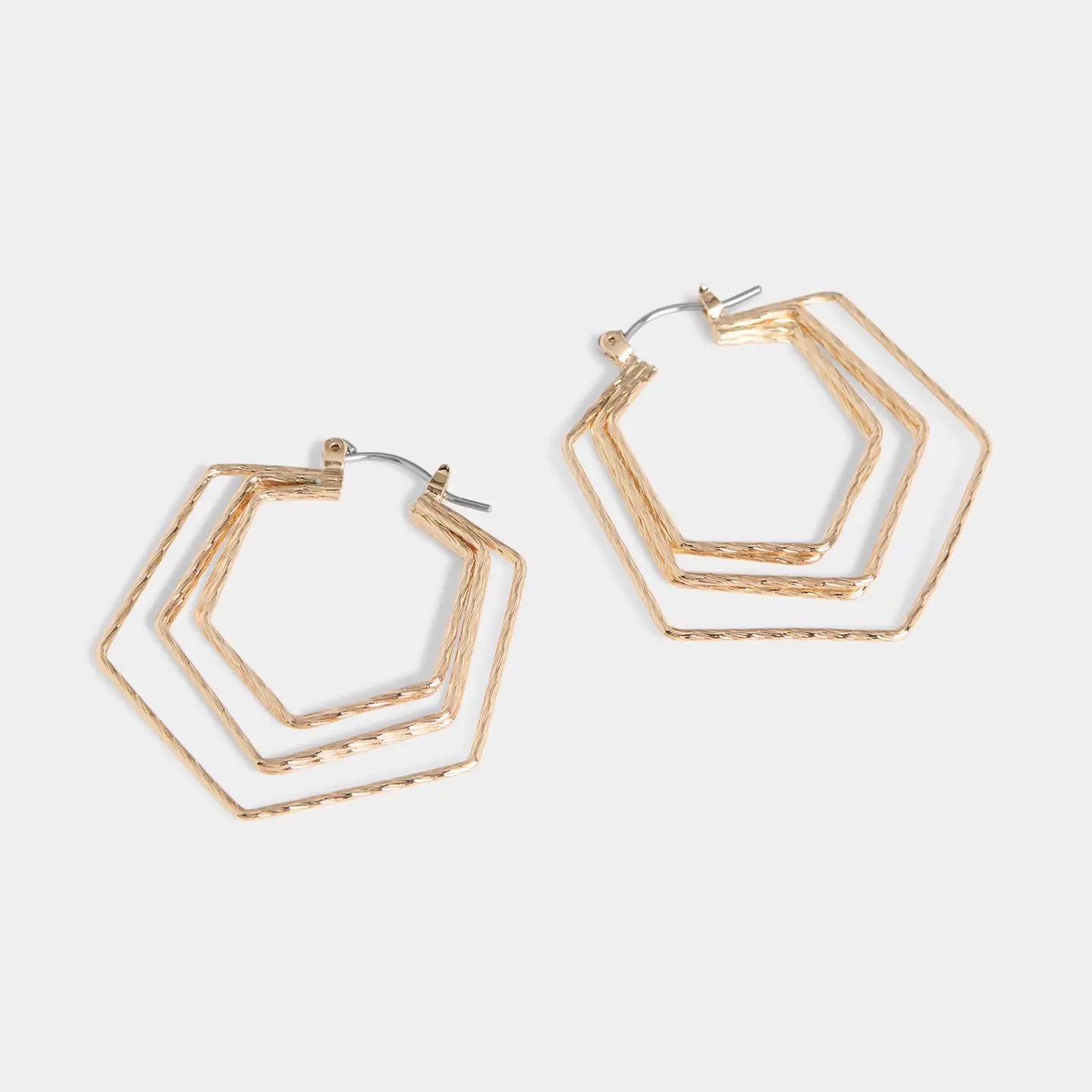 Gold Hexagon Hoops