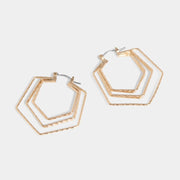 Gold Hexagon Hoops