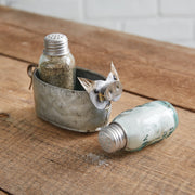 Galvanized Pig Salt and Pepper Caddy