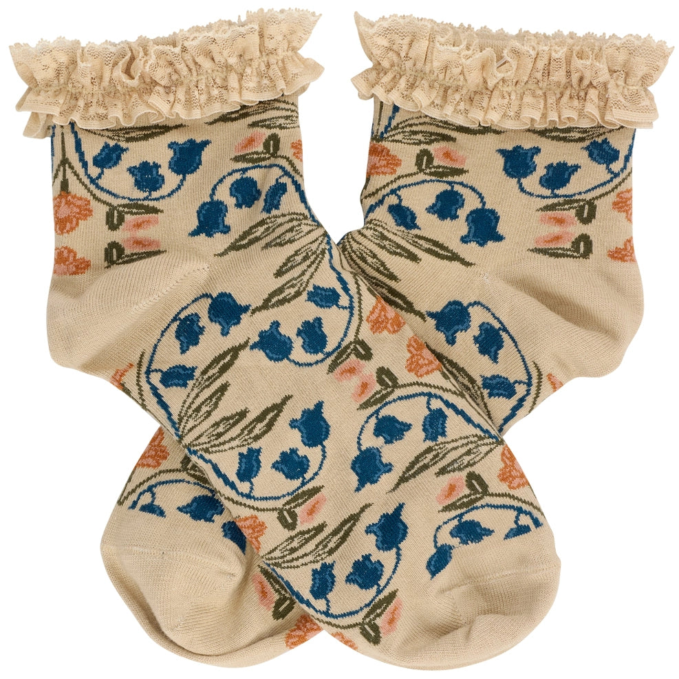 Folk Floral Ruffle Socks