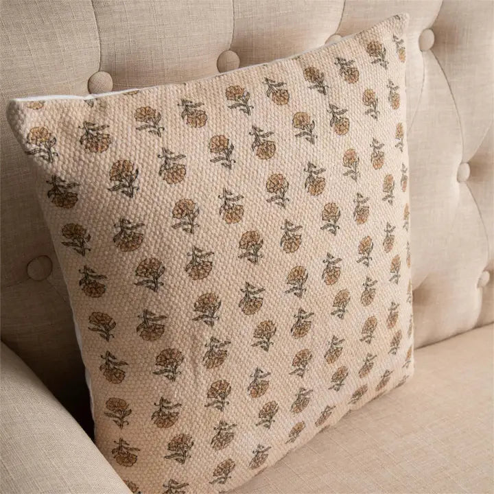 Antique Floral Print Throw Pillow