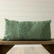 Green Stonewash Leaf Lumbar Pillow