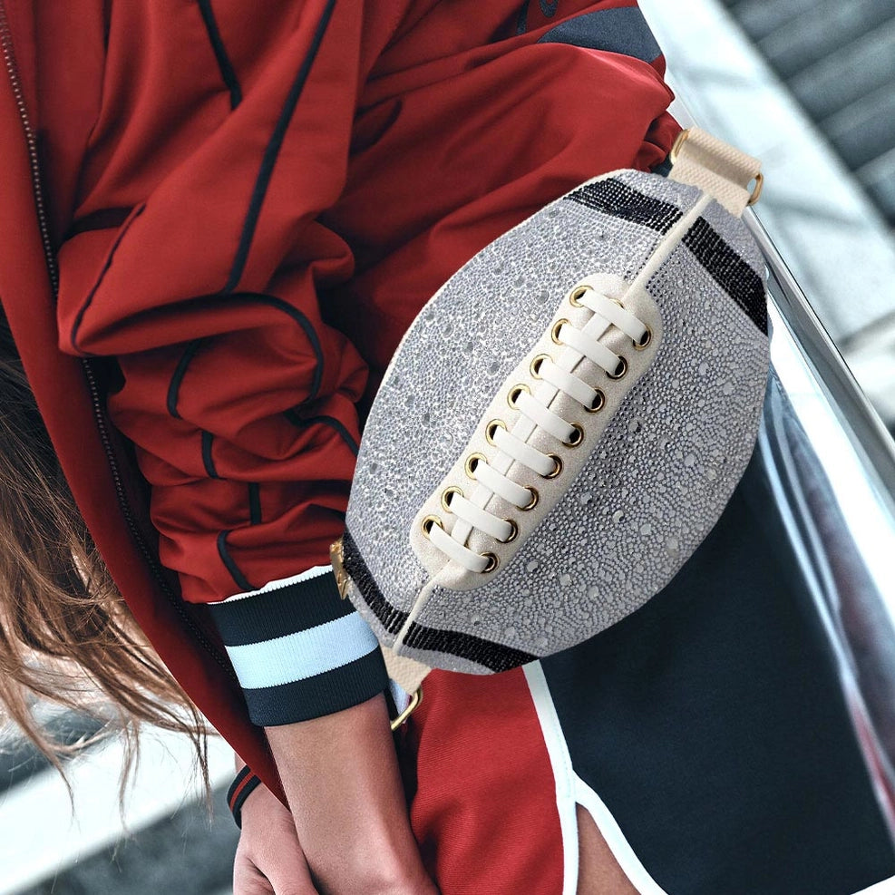 Silver Bling Football Fanny Pack