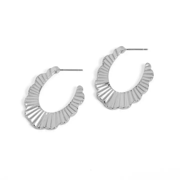 Silver Scallop Hoops