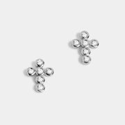 Bedazzled Cross Stud Earrings Silver