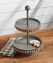 Beaded Tin Tiered Server