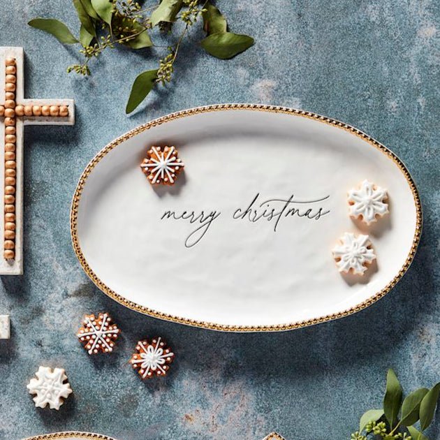 Merry Christmas Beaded Platter