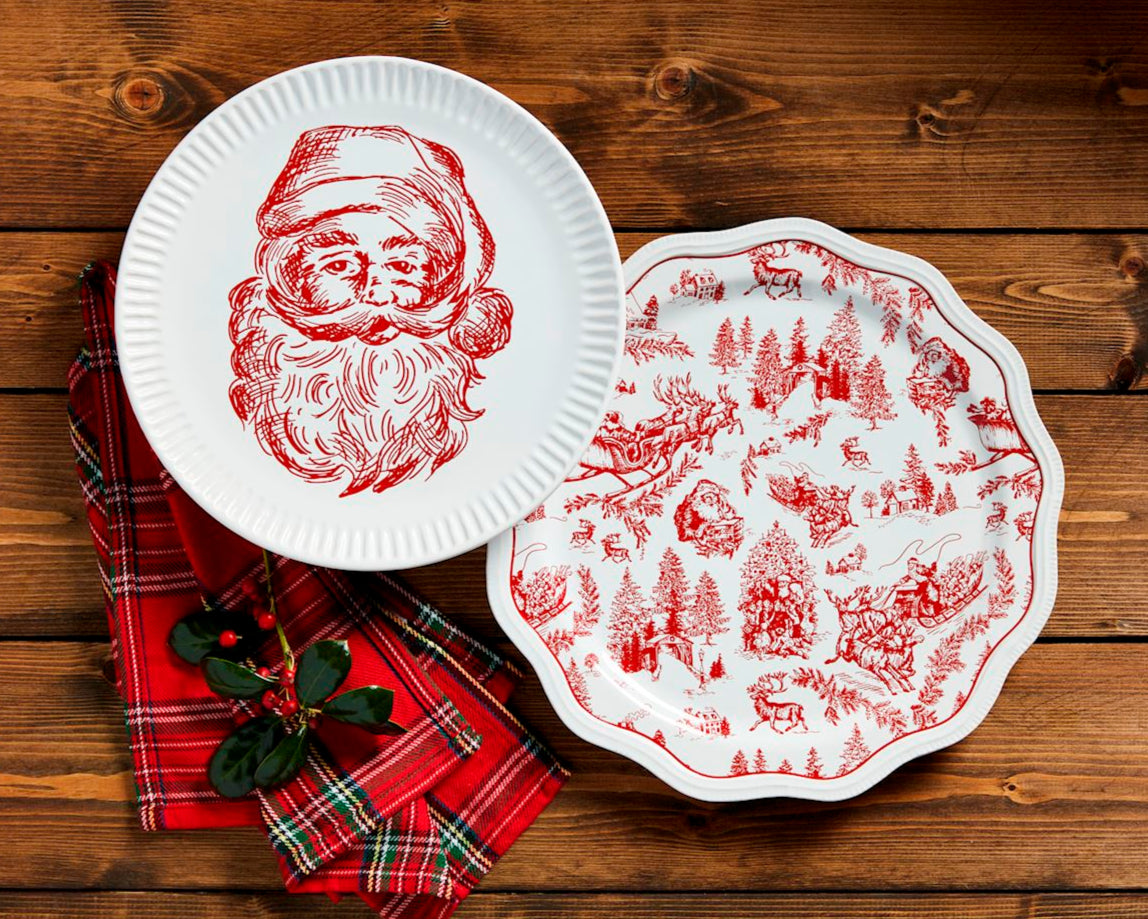 Toile Santa Platter Set