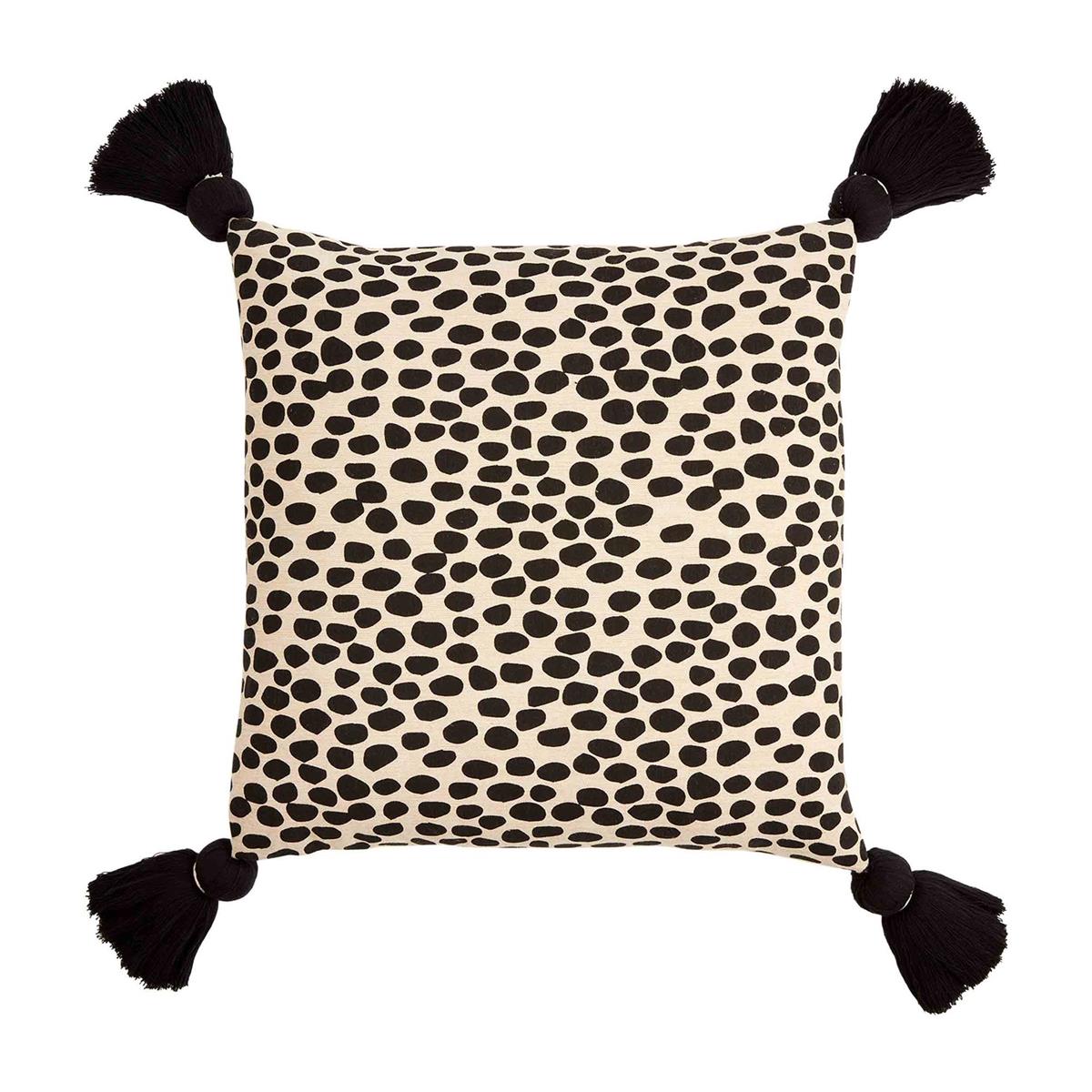 Black & Cream Dot Tassel Pillows