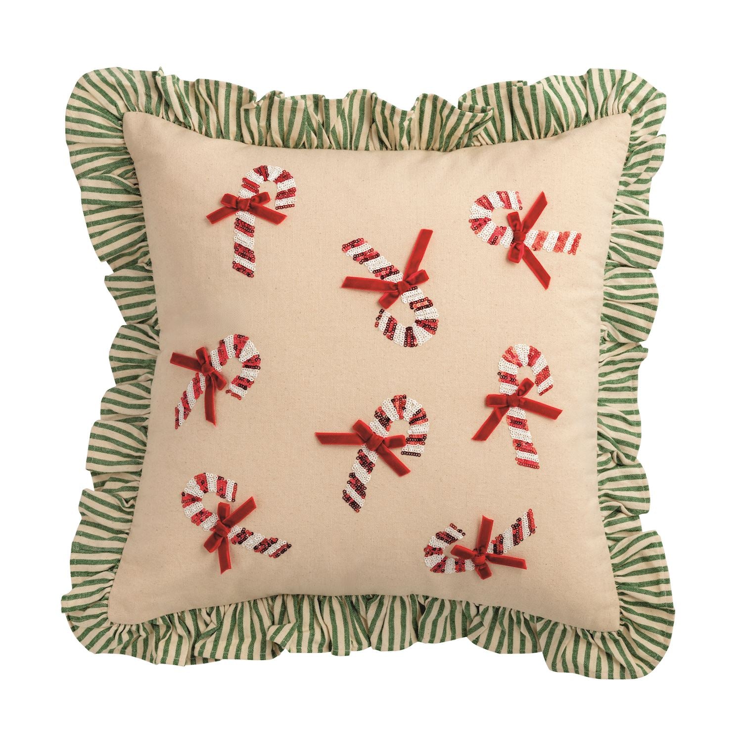 Candy Canes Sequin Pillow