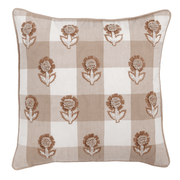 Buffalo Check Floral Embroidered Pillow