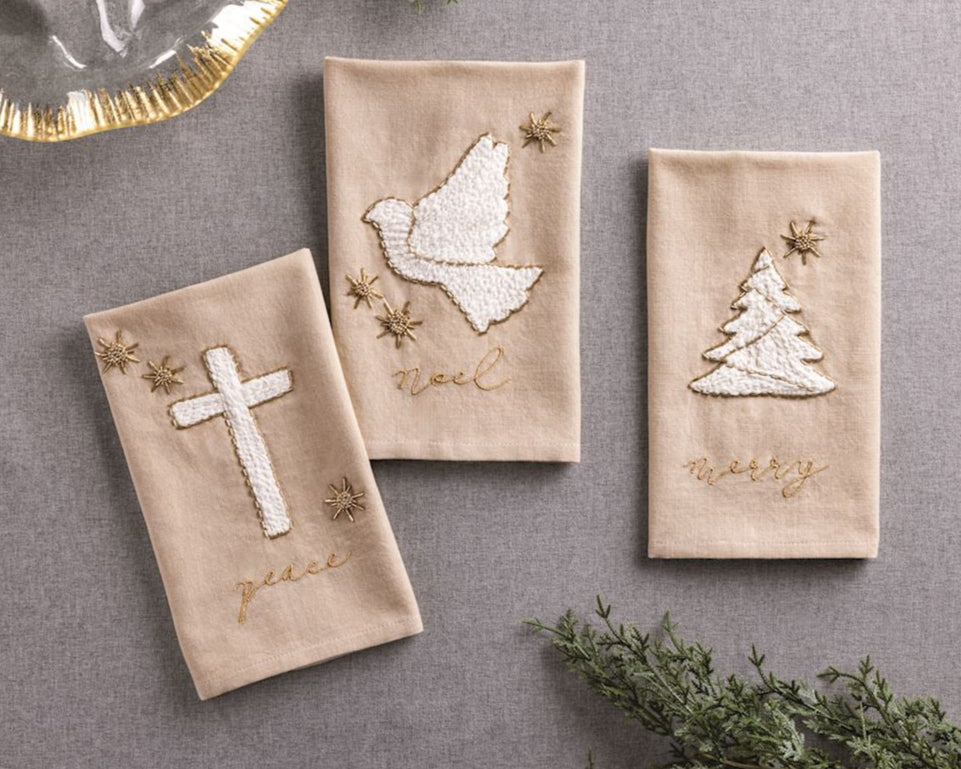 Natural Embroidered Towel