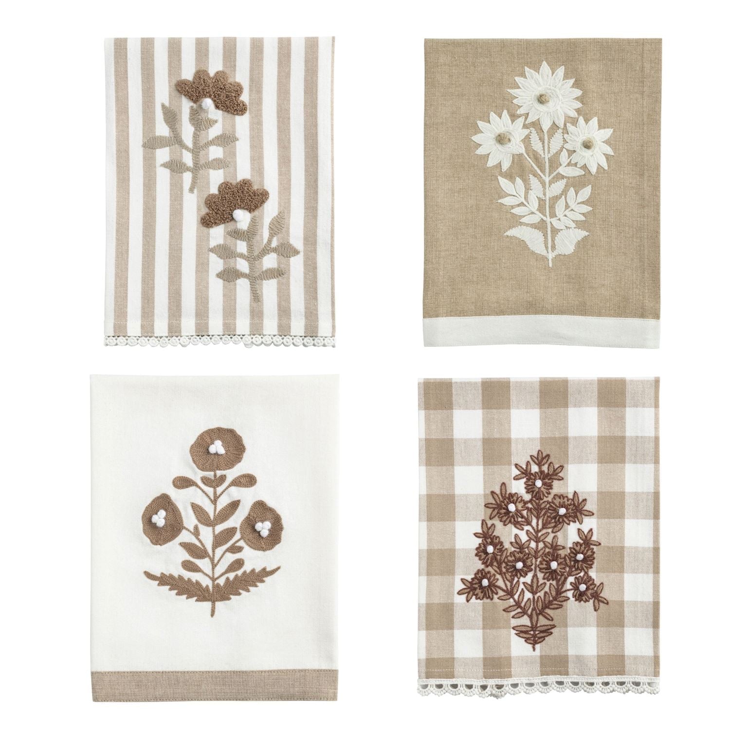 Neutral Embroidered Tea Towels