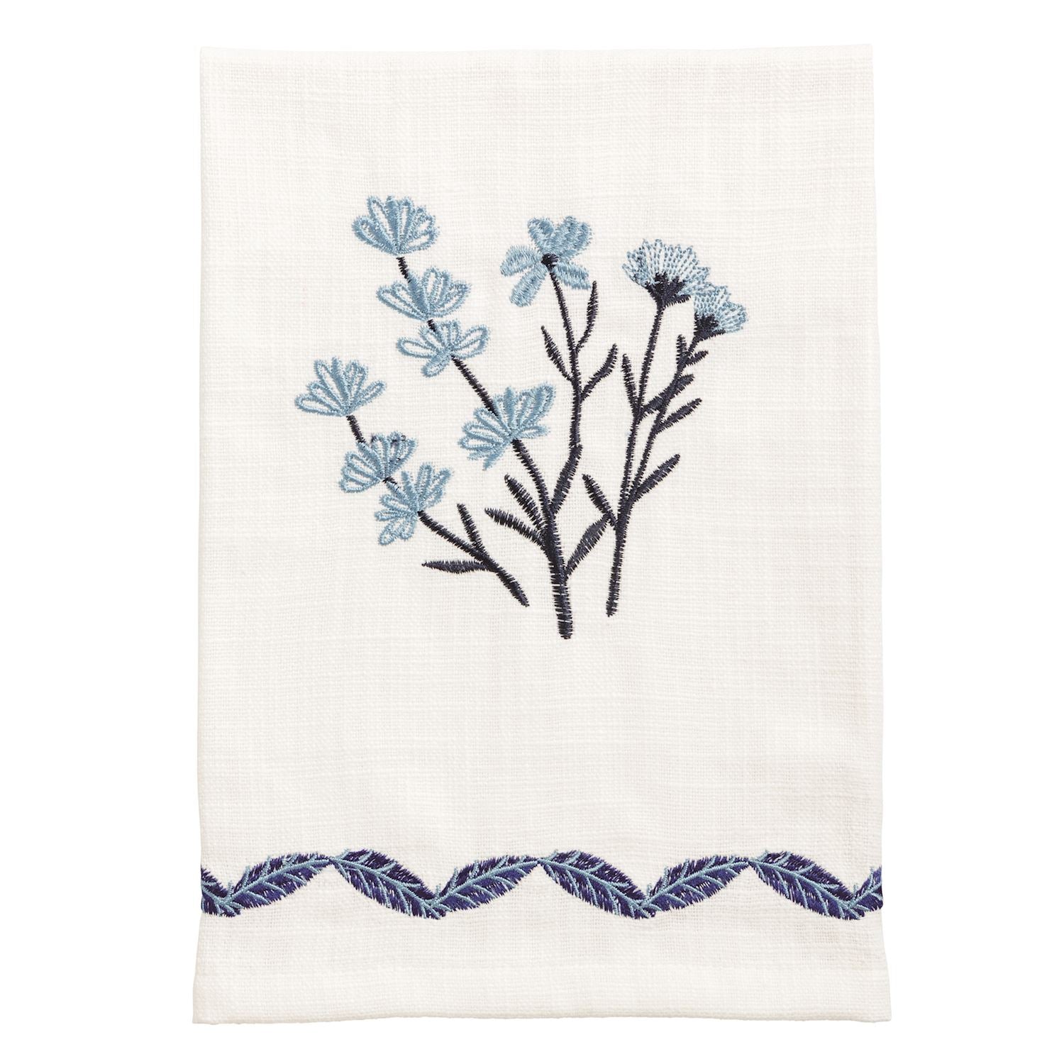 Blue Floral Embroidered Towels