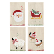 Christmas Farm Embroidered Towel