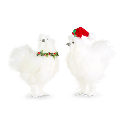 White Silky Chicken Ornaments