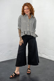 Callie Black Cropped Wide Leg Pants