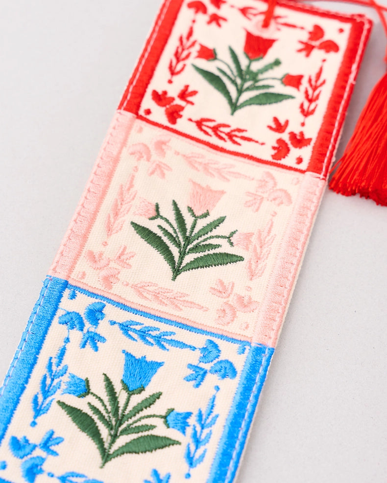 Folk Floral Embroidered Bookmark