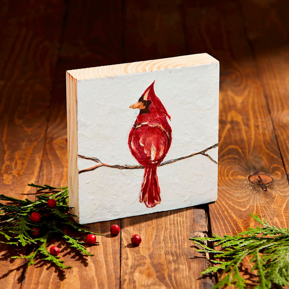Cardinal On Branch Plaque