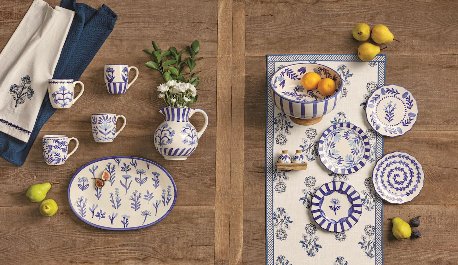 Floral Flourish Blue Mug